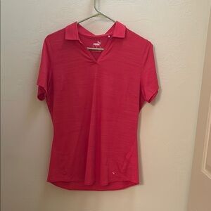 Puma Pink Fitted Polo Shirt Short Sleeve